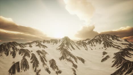 Panorama-of-High-Snow-Mountains-at-Sunset